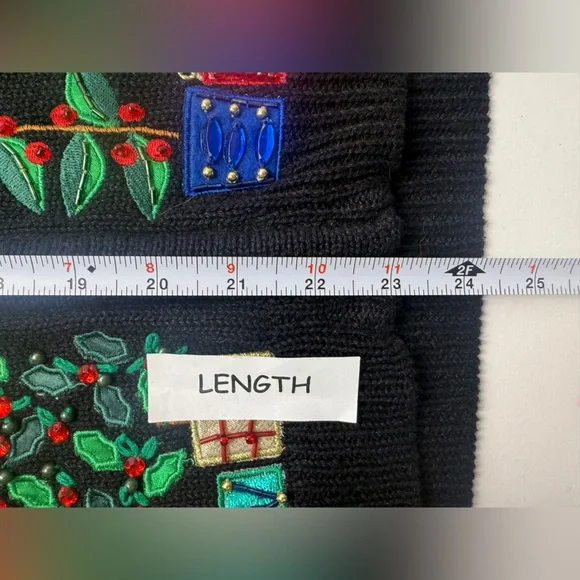 Sarah Bentley Christmas Zip Up Cardigan Trees Gifts Beads Embroidered Medium - Picture 9 of 10